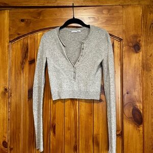 Reformation Tan/Gray Women's Cropped Sweater